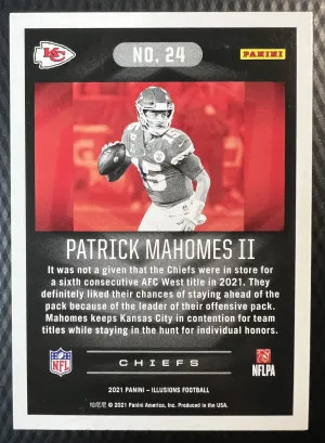 2021 PANINI ILLUSIONS FOOTBALL PATRICK MAHOMES II #24 KANSAS CITY CHIEFS back