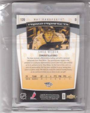 2006-07 Hot Prospects Shea Weber Auto RARE 3CLR Patch RC /599 Rookie back