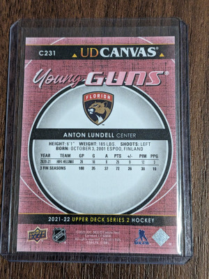 Anton Lyndell Young Guns UD canvas 2021-22 upper deck series 2 back