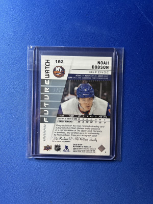 2019-20 SP Authentic Noah Dobson Future Watch Auto 176/999 #193 back