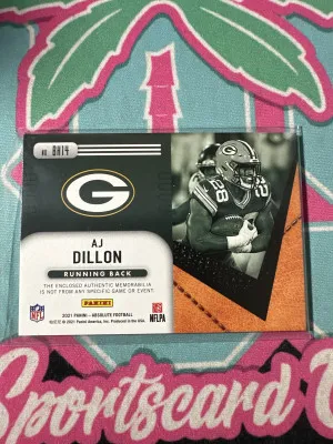 2021 Panini Absolute Ball Hoggs Jersey AJ Dillon PACKERS back
