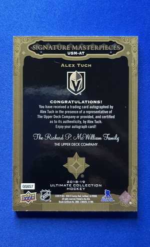 2018-19 Ultimate - Alex Tuch Signature Masterpieces Auto #USM-AT back