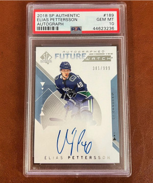 2018 SP Authentic Elias Pettersson #189 Autograph PSA 10 front