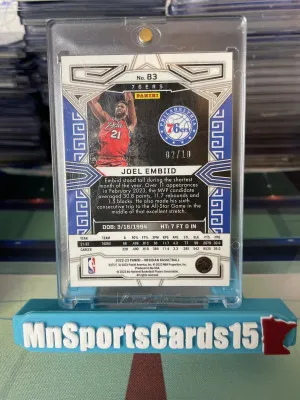 2022-23 Panini Obsidian Joel Embiid Electric Etch Gold Flood 02/10 #83 back