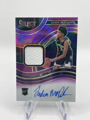 2020 Jaden Mcdaniels Select Purple /99 Rookie Patch Auto front