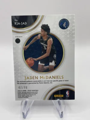 2020 Jaden Mcdaniels Select Purple /99 Rookie Patch Auto back