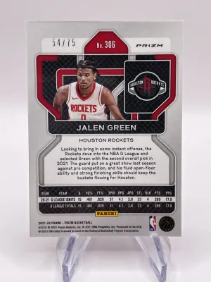 2021 Panini Prizm Jalen Green Red Diamond Rookie /75 back