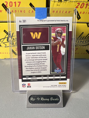 Jahan Dotson Rookie Autograph 2022 Score Football Washington Commanders back