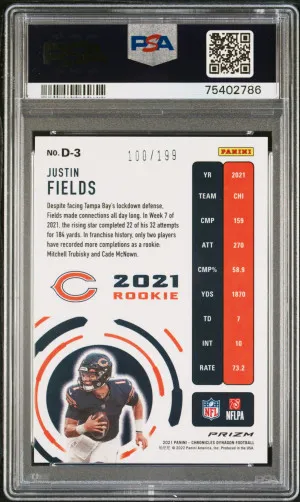 2021 Panini Chronicles Dynagon Rookies Justin Fields #D3 Dynagon Rookies-Purple PSA 9 back