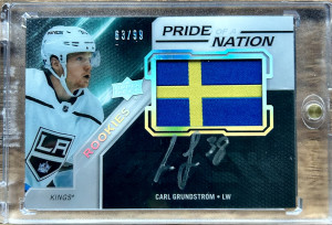 2019-20 SPx UD Black Pride of a Nation /99 Carl Grundstrom Patch Auto front