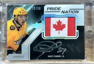 2019-20 SPx UD Black Pride of a Nation /99 Dante Fabbro Patch Auto front