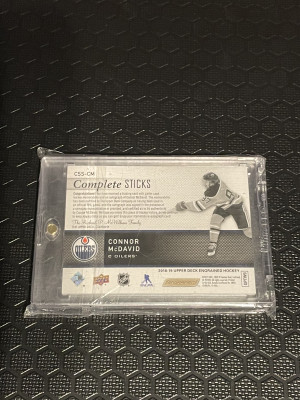 18-19 Engrained Connor McDavid Game Used Complete Stick Signatures /25 Auto back