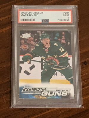 2022 UD Matt Boldy Young Guns PSA 9 front