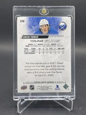2022-23 Upper Deck Owen Power YG Young Guns Rookie RC #228 Sabres back