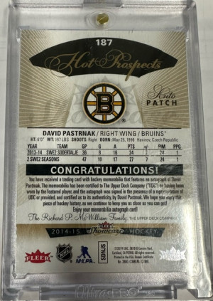 2014-15 FLEER SHOWCASE HOT PROSPECTS DAVID PASTRNAK /175 back