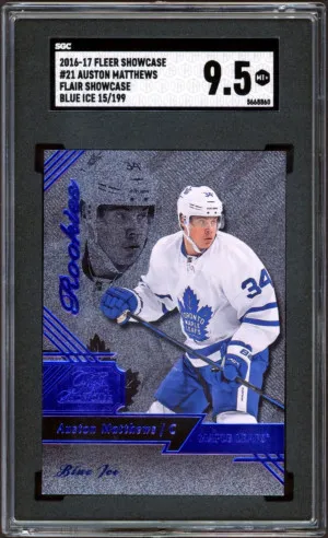 2016-17 Fleer Showcase Flair Showcase Blue Ice #21 Auston Matthews SGC 9.5 Mt+ /199 front