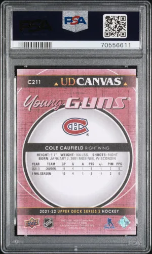 2021-2022 Upper Deck UD Canvas Cole Caufield #C211 UD Canvas PSA 10 back