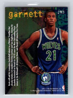1995 Fleer #293 Kevin Garnett Rookie HOF back
