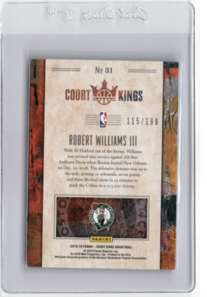 2018 Court Kings Rookie Portraits #31 Robert Williams III RC /199 Celtics back
