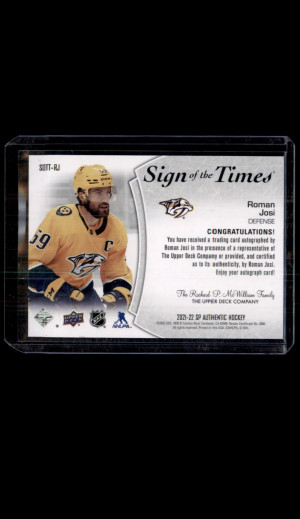 Roman Josi 2021-22 SP Authentic Sign of the Times back