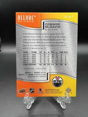 Connor Mcdavid 2021-22 Allure Orange/Yellow Rainbow back