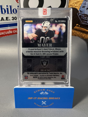 Michael Mayer 36/50 Steel Signatures Rookie Autograph 2023 Plates & Patches Football NFL Las Vegas Raiders back
