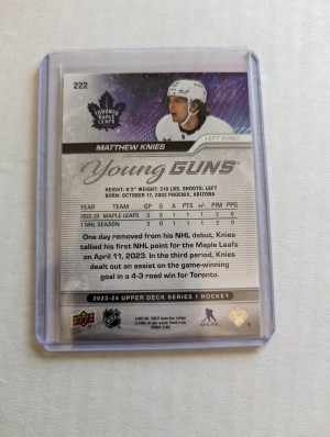 2023-24 Upper Deck Matthew Knies Young Guns #222 back