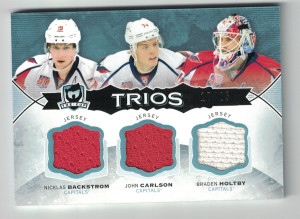 2014-15 Upper Deck The Cup Trios Jersey Nicklas Backstrom John Carlson Braden Holtby 17/25 front