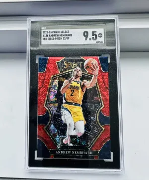 2022-23 Select Basketball Andrew Nembhard Premier Level Red Disco Prizm /49 🔥 front