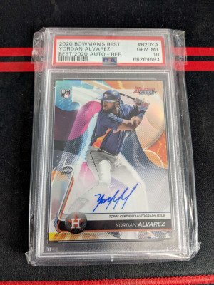 2020 Bowman's Best Yordan Alvarez Rookie Card Refractor Auto PSA 10 RC front