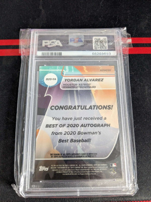 2020 Bowman's Best Yordan Alvarez Rookie Card Refractor Auto PSA 10 RC back