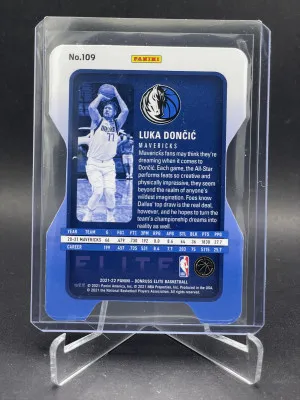 Luka Doncic 2021-2022 Panini Donruss Elite Status Green Die-Cuts /77 Maverick back