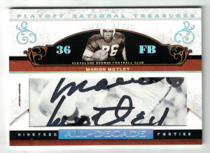 2007 Donruss Playoff L.P. National Treasures All Decade Nineteen Forties (1940's) Marion Motley 08/14 Cut Autograph front