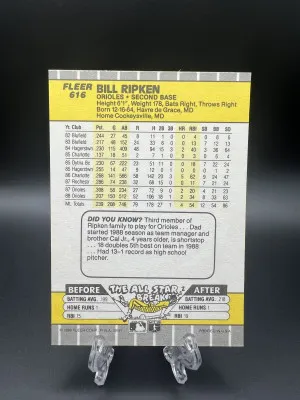 Bill "Billy" Ripken 1989 Fleer "FF" Error Card back