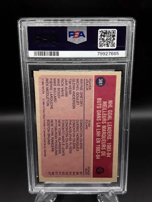 Wayne Gretzky 1984-85 O-Pee-Chee OPC #381 Goals Leader PSA 7 NM Near Mint back