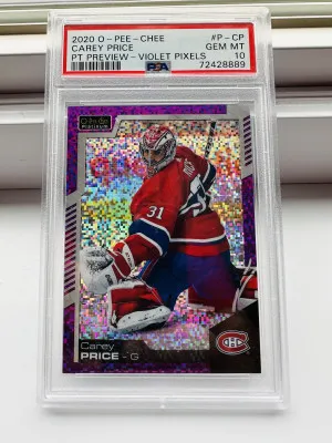 2020 OPC Carey Price P-T Preview Violet Pixels SSP POP 1 front