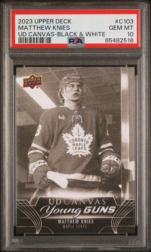 2023 Upper Deck UD Canvas Matthew Knies #C103 UD Canvas-Black & White PSA 10 front