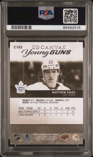 2023 Upper Deck UD Canvas Matthew Knies #C103 UD Canvas-Black & White PSA 10 back
