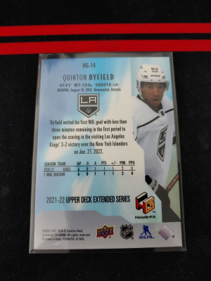 2021-22 UPPER DECK EXTENDED QUINTON BYFIELD HOLOGRFX GOLD #HG-14 RC back