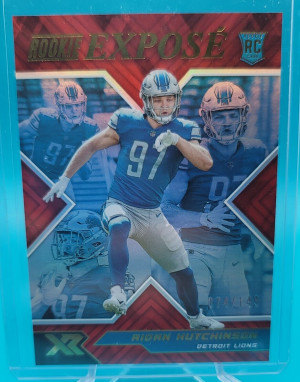 2022 Panini XR Rookie Expose Aidan Hutchinson Red /149 #RXP-19 RC Detroit Lions front