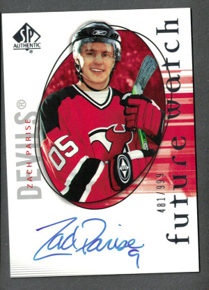 2005-06 Upper Deck Sp Authentic Future Watch Autograph Rookie Zach Parise 481/999 front