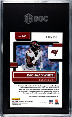 2022 Donruss Optic Rachaad White Auto /150 back