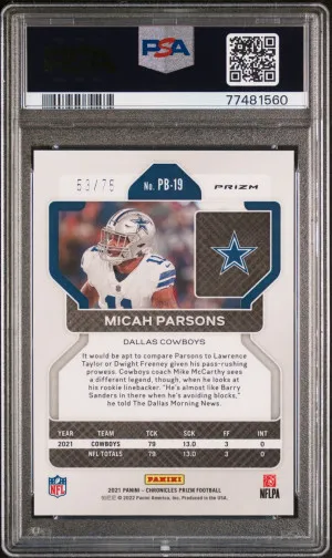 2021 Chronicles Micah Parsons Prizm Black - Orange back