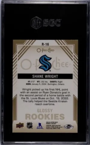 2022-23 Upper Deck O-Pee-Chee Glossy Gold #R16 Shane Wright SGC 10 Gem Mint back