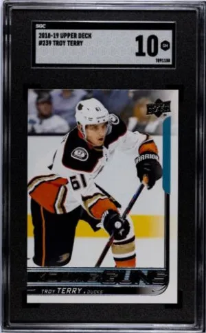 🔥2018-19 Upper Deck #239 Troy Terry YG RC Young Guns SGC 10 Gem Mint! front