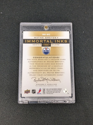 2012-13 SP Authentic Gretzky Immortal Ink Gold Ink /10 #INK-WG back