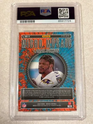 2023 Mosaic Lamar Jackson Micro Mosaic #MM14 PSA Gem Mint 10 NFL Ravens back