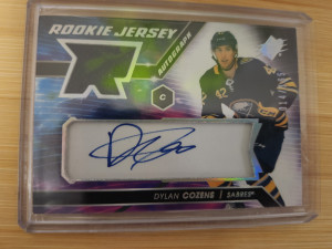 20-21 Spx Rookie Jersey Auto 014/165 Dylan Cozens front
