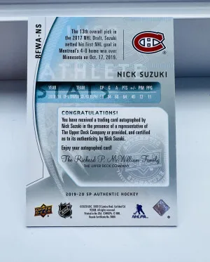 2019-20 Sp Authentic Nick Suzuki Future Watch Auto Retro #/399 (VERY CLEAN) on card auto. back