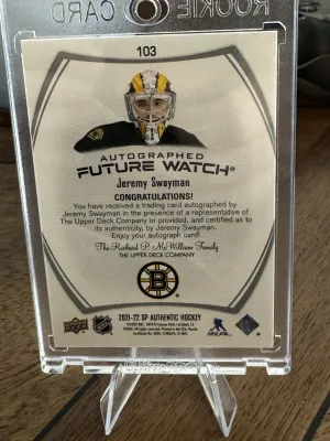 Jeremy Swayman Future Watch Auto back